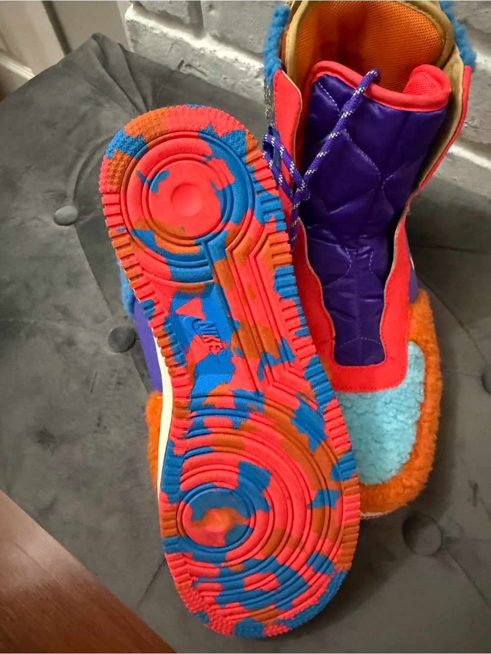 Nike Multicolor Fuzzy High-Top Sneakers — Blue, Orange, Red, Purple, Gold - Picture 4 of 4